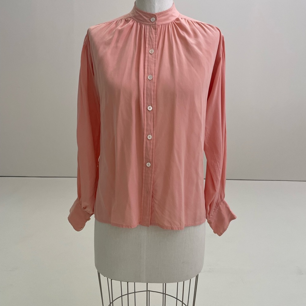 Yves Saint Laurent Pink Long Sleeve Buttoned Blouse